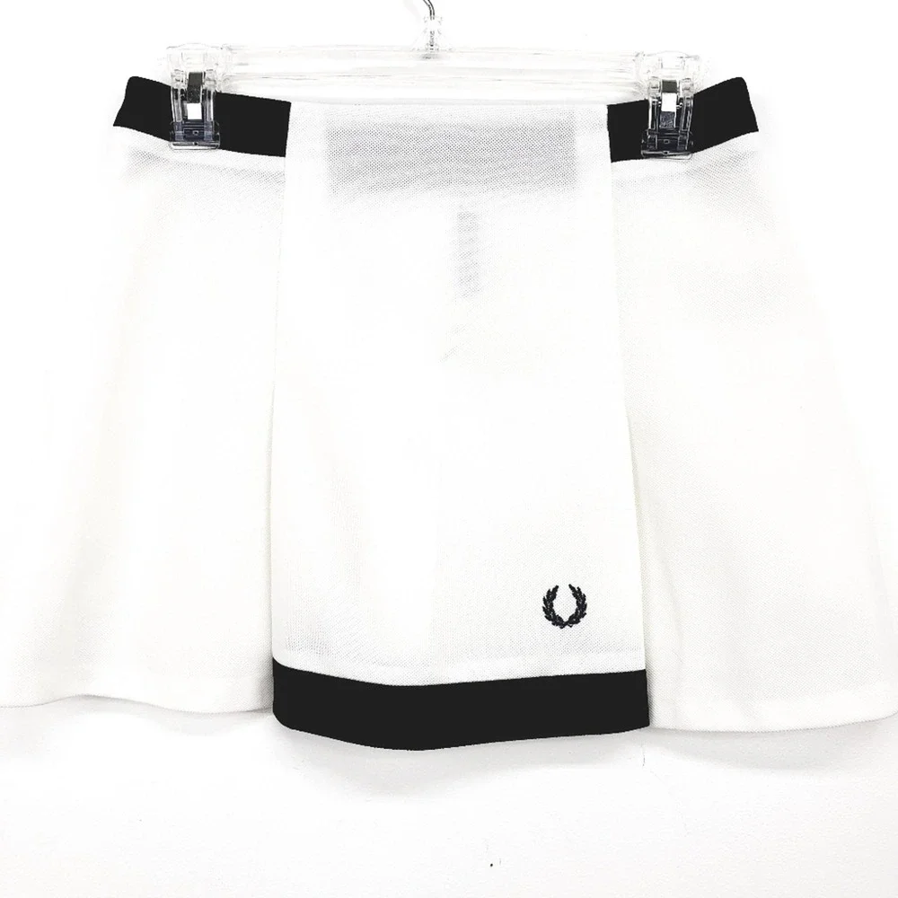 Fred Perry Sportswear Vintage Tennis Skirt White Black Pique Wrap Size 42 - Picture 1 of 11